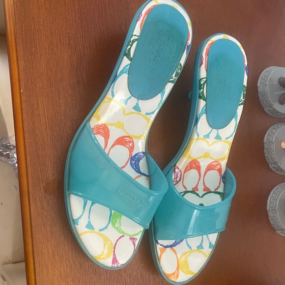Coach scribble Teal and Multicolor Heels - Picture 9 of 14